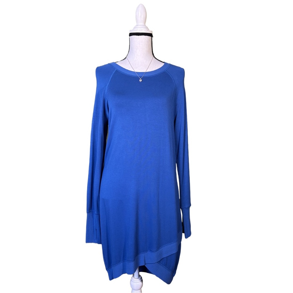 For The Republic Denim Womens Blue Long Sleeve Stretch Crewneck Shirt Dress Sz M